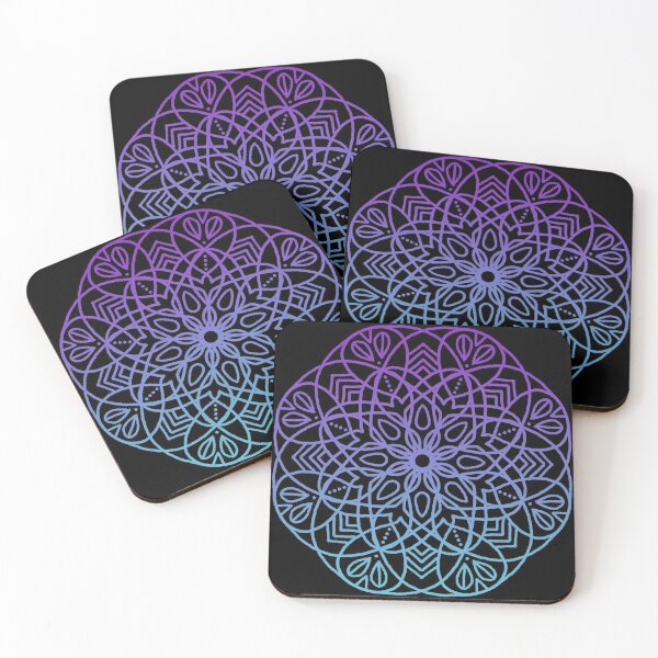 Item preview, Flower Mandala in Blue-Purple Gradient Black Background designed and sold by cosmicmouse.