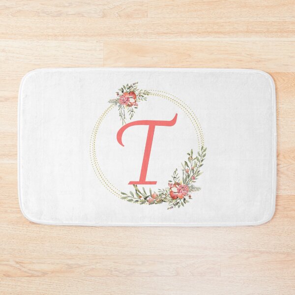 Item preview, Pink Coral Floral Wreath Bouquet Monogram Letter T designed and sold by TheFamilyVan.