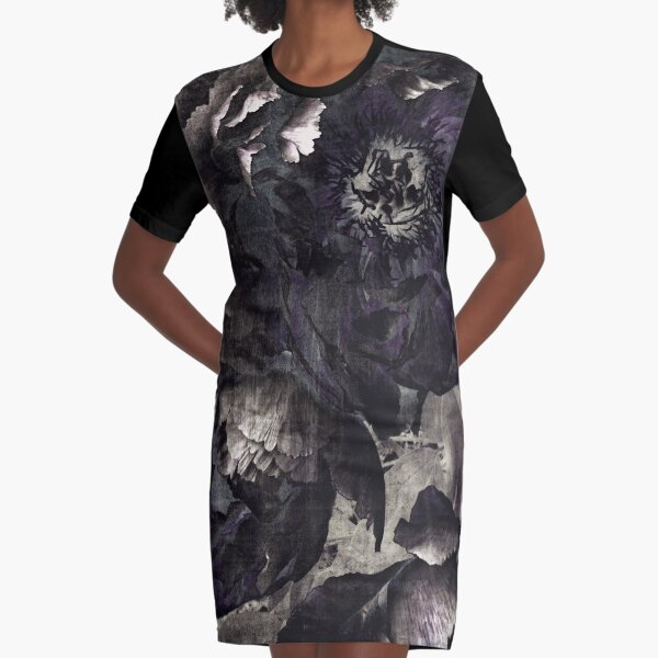 goth peony Graphic T-Shirt Dress