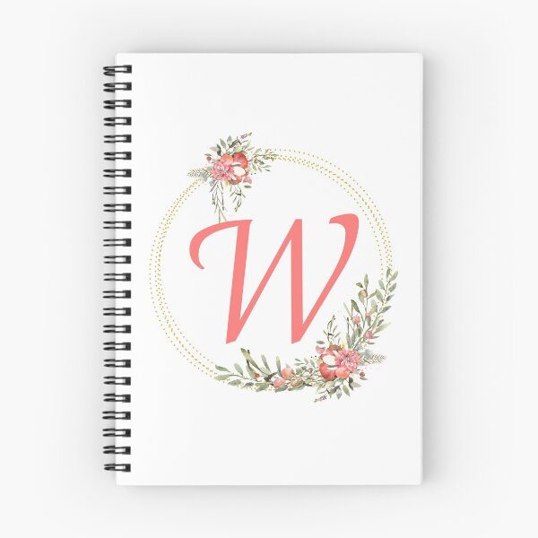 Item preview, Pink Coral Floral Wreath Bouquet Monogram Letter W designed and sold by TheFamilyVan.