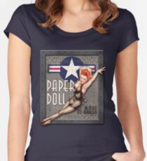 "Paper Doll" WWII Nose Art Women's Fitted Scoop T-Shirt