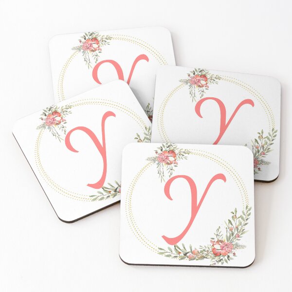 Item preview, Pink Coral Floral Wreath Bouquet Monogram Letter Y designed and sold by TheFamilyVan.