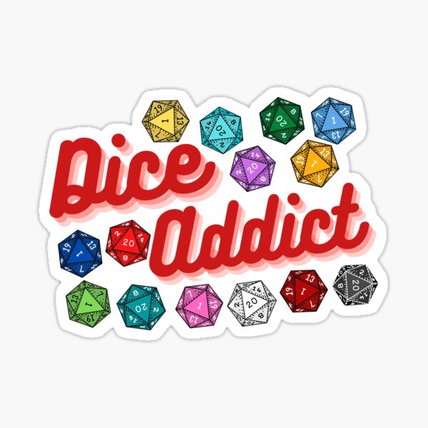 Dice Addict (White) Sticker