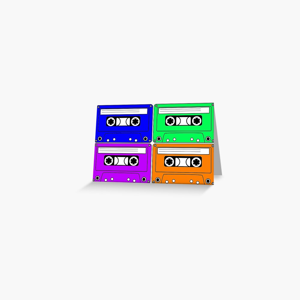 "Cassette Tapes Graphic Multi Color" Greeting Card by Framerkat