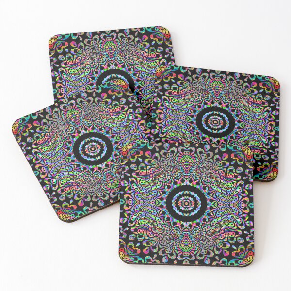 Item preview, Kaleidoscope Trippy Skulls Black designed and sold by PsychedelicPour.