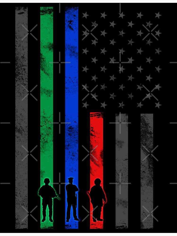"Thin Blue, Green, Red Line Flag" Sticker for Sale by SundayDrives