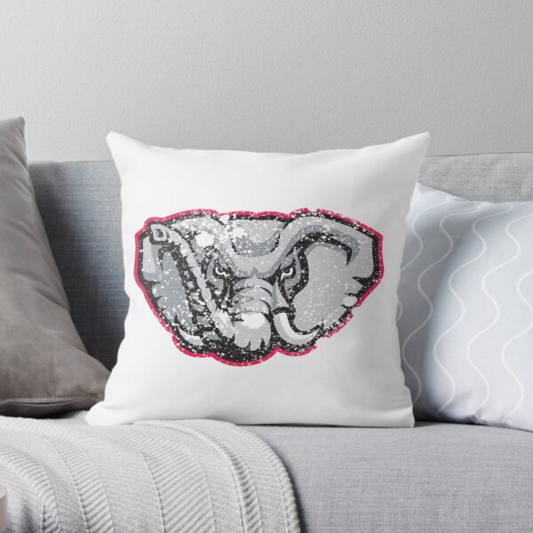 Distressed University of Alabama Crimson Tide Elephant Logo Throw Pillow