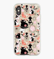 Floral pattern with cats iPhone Case