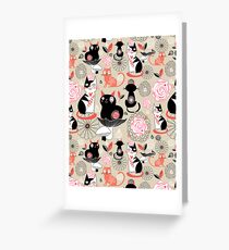 Floral pattern with cats Greeting Card