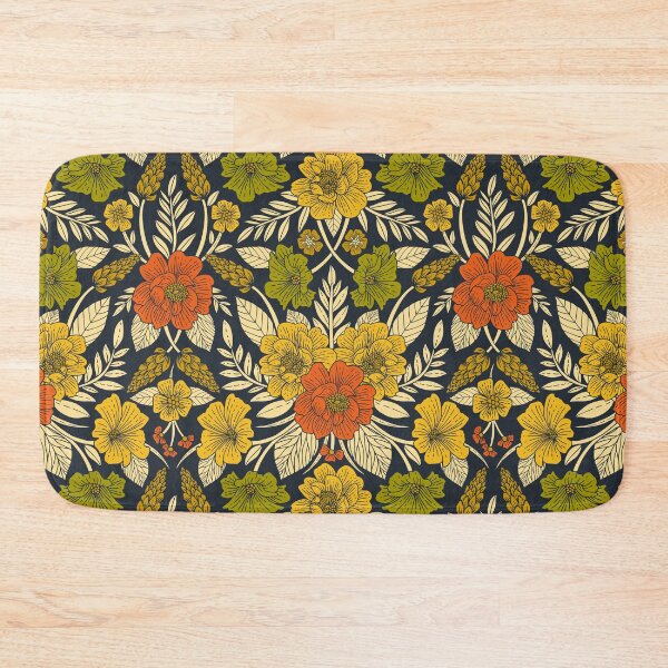 Item preview, Modern Floral Pattern in Orange, Yellow, Green & Navy designed and sold by somecallmebeth.