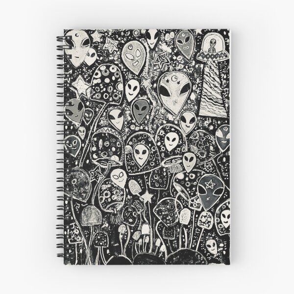 Item preview, Alien & mushrooms black and white designed and sold by Eugenie  Darmon n.