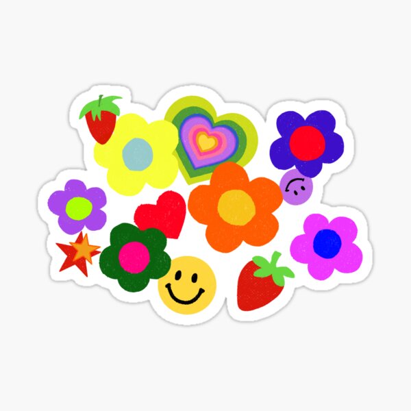 Rainbow Smiley Face Flowershappy Flower_ Eps/jpg/png/pdf Digital Download  for Cricut/digital Sitcker for Goodnotes 