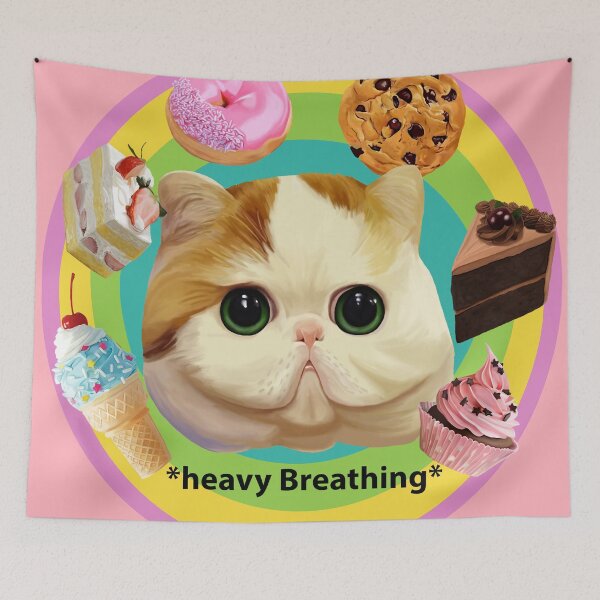 Item preview, Heavy Breathing Cat Rainbow Kawaii designed and sold by Dixie Bailey.