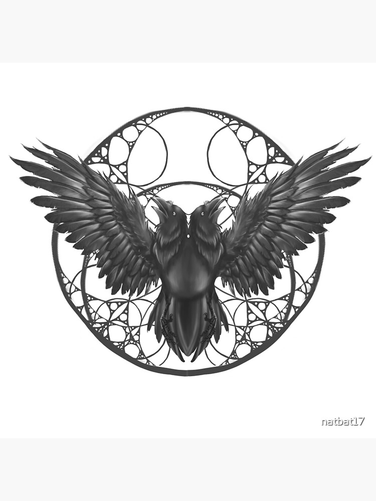 Viking symbols the Giant wolf and Odin's Ravens. Two isolated scandinavian  vector illustration for tattoo, print and t-shirt design. Stock Vector |  Adobe Stock