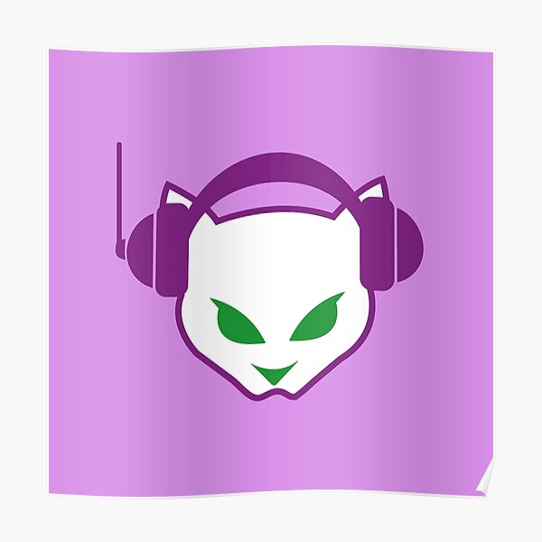 Headphones Cat Posters Redbubble - roblox purple cat headphones