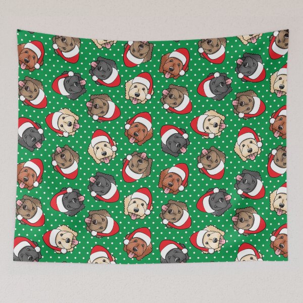 Item preview, Christmas Doodles - Goldendoodles on polka dots designed and sold by littlearrow.