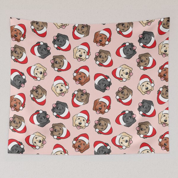 Item preview, Christmas Doodles - Goldendoodles on pink designed and sold by littlearrow.