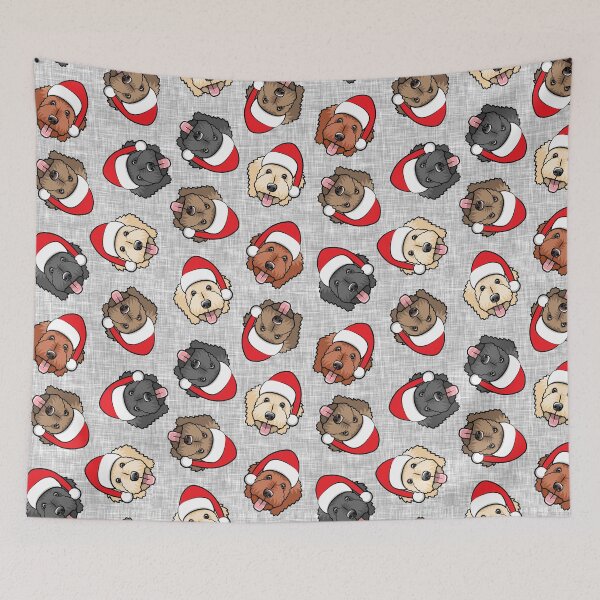Item preview, Christmas Doodles - Goldendoodles on gray designed and sold by littlearrow.