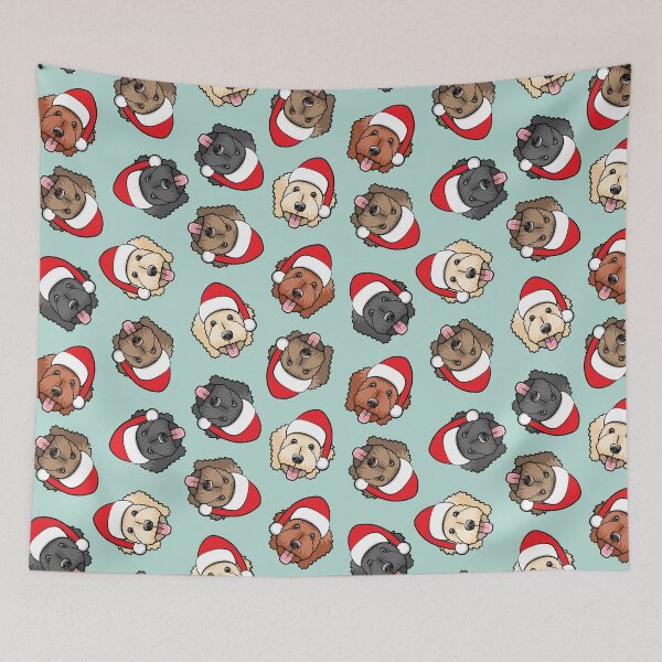 Item preview, Christmas Doodles - Goldendoodles on mint designed and sold by littlearrow.