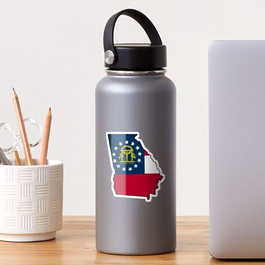 Georgia State flag with state outline Sticker