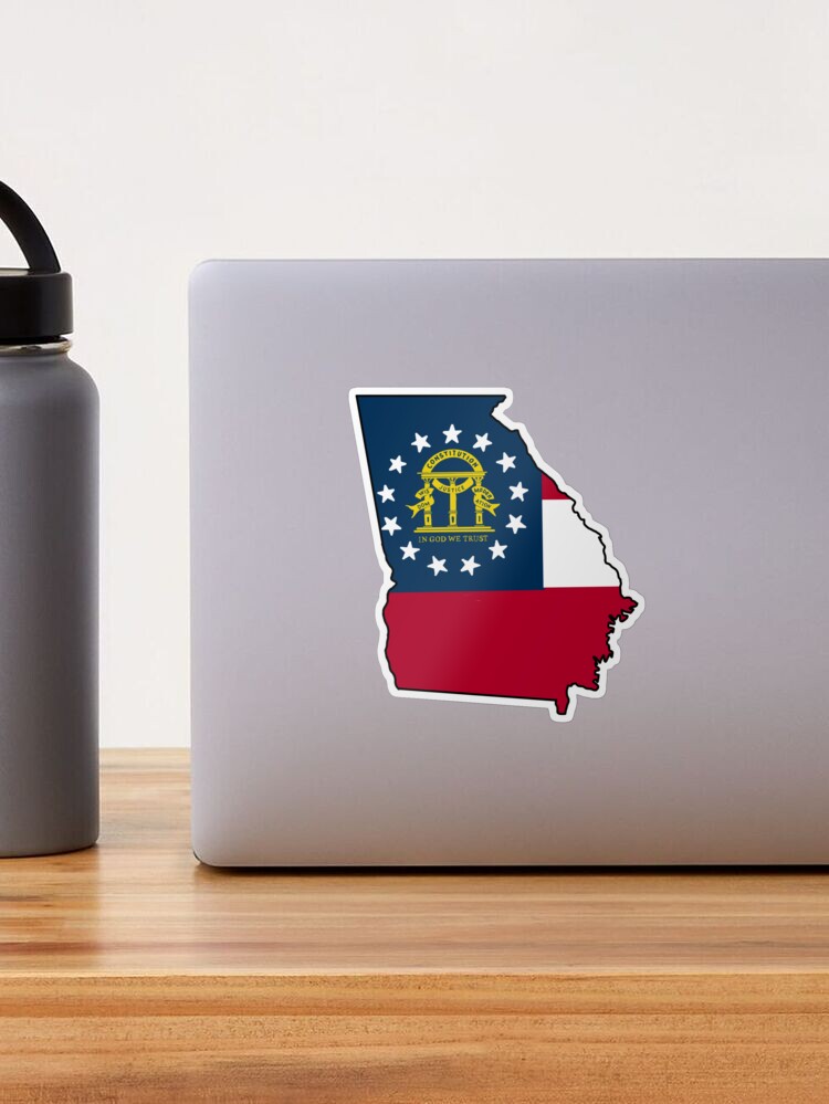 Georgia State flag with state outline Sticker