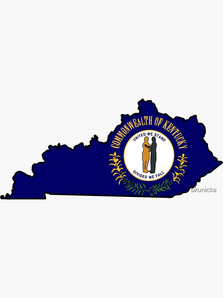 Kentucky State Flag With State Map Sticker By Okunicka Redbubble 