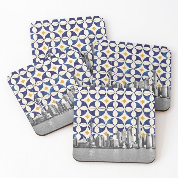 Item preview, Shanghai China Meets Portuguese Tiles Montage - Azulejo Blue White and Yellow designed and sold by idovedesign.
