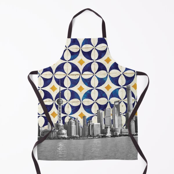 Item preview, Shanghai China Meets Portuguese Tiles Montage - Azulejo Blue White and Yellow designed and sold by idovedesign.