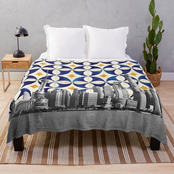 Item preview, Shanghai China Meets Portuguese Tiles Montage - Azulejo Blue White and Yellow designed and sold by idovedesign.