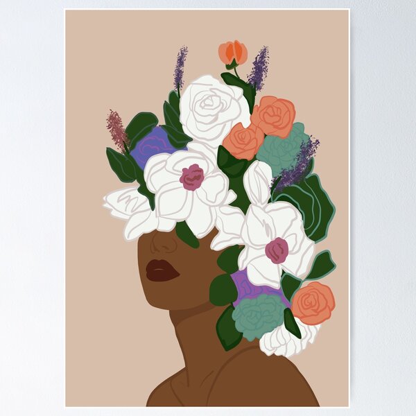 Item preview, Black woman wall art,flower crown art  designed and sold by AnuKumariVerma.