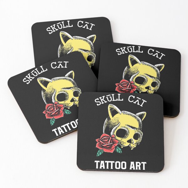 Item preview, Tattoo Art - Skull Cat designed and sold by TeeZoneZtore.