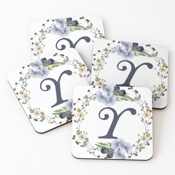 Item preview, Blue Floral Wreath Bouquet Monogram Letter Y designed and sold by TheFamilyVan.