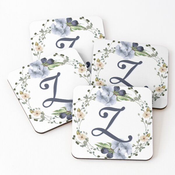 Item preview, Blue Floral Wreath Bouquet Monogram Letter Z designed and sold by TheFamilyVan.