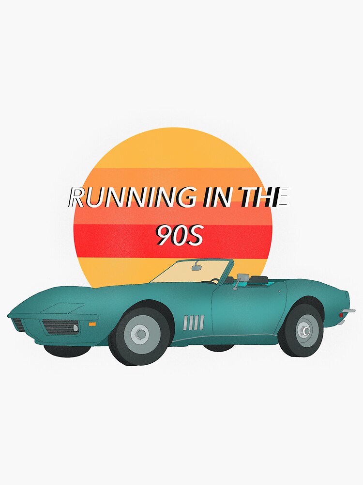 "Running in the 90s car design " Sticker for Sale by aneram Redbubble