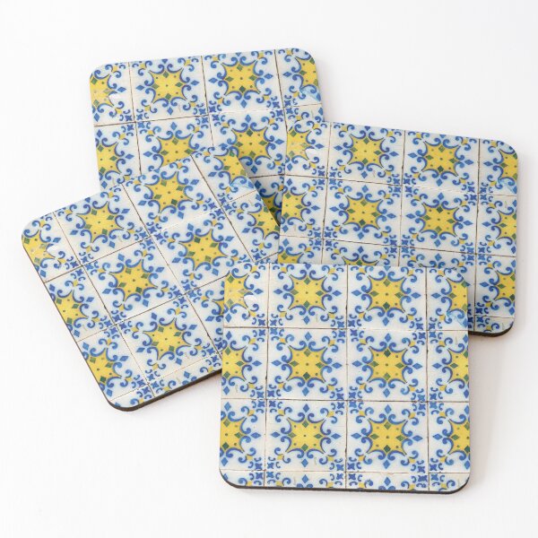 Item preview, Portuguese Tiles - Azulejo Blue and Yellow Pattern Design designed and sold by idovedesign.