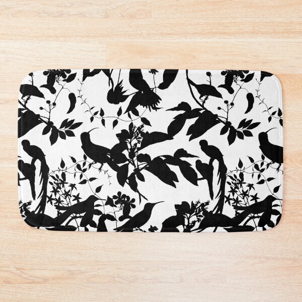 Item preview, Black And White Tropical Birds And Flowers Silhouettes designed and sold by artsandsoul.