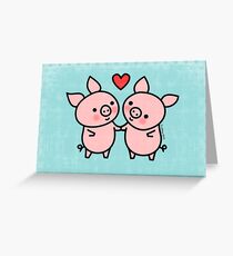 Little Pigs Valentine Grußkarte