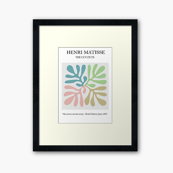Matisse pastel Cutout Poster, Henri Matisse Print, Matisse Exhibition Poster, Matisse Leaf Print, Matisse Curvs Framed Art Print