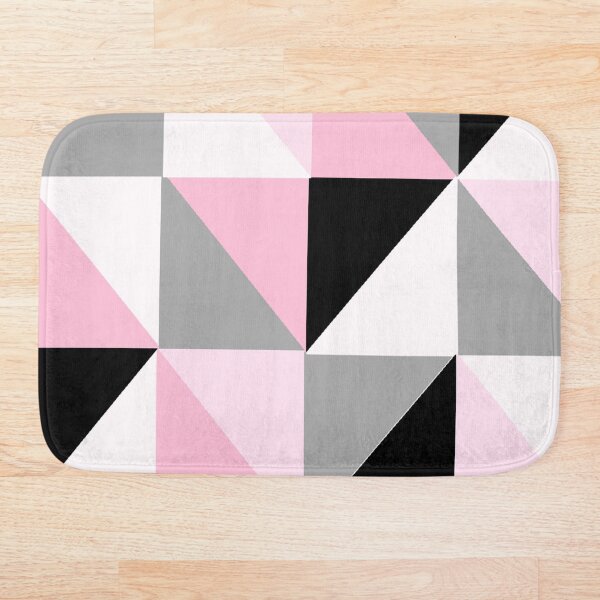 Pink, White, Gray and Black Geometric Pattern 4 Bath Mat