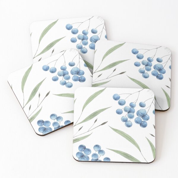 Item preview, blue berries on a branch with leaves designed and sold by Nataliya89.