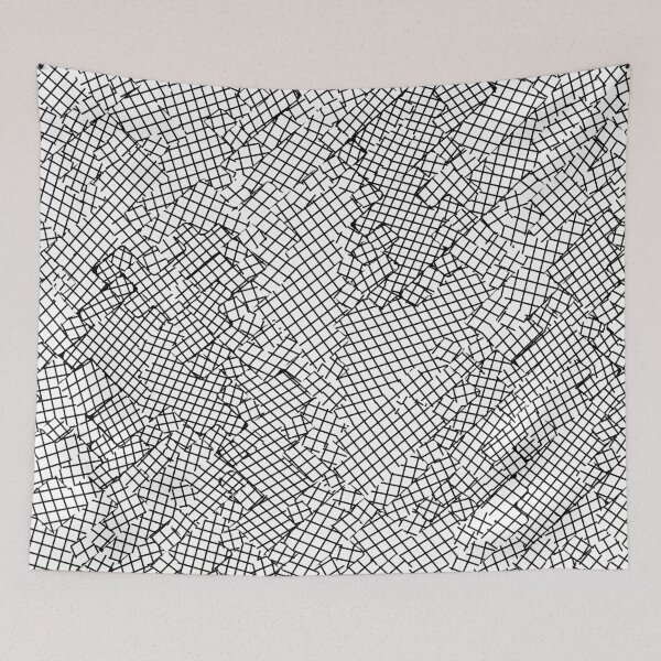 Item preview, geometric square shape pattern abstract background in black and white designed and sold by Mrvell.