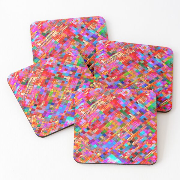 Item preview, geometric square pixel pattern abstract background in pink blue purple designed and sold by Mrvell.