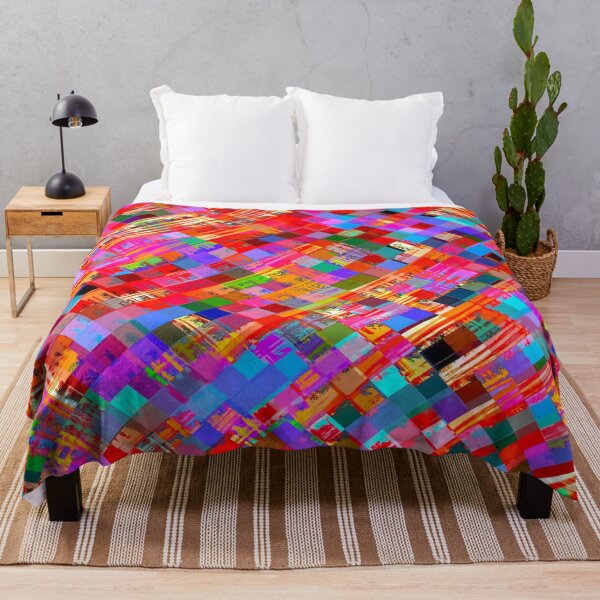 Item preview, geometric square pixel pattern abstract background in pink blue purple designed and sold by Mrvell.