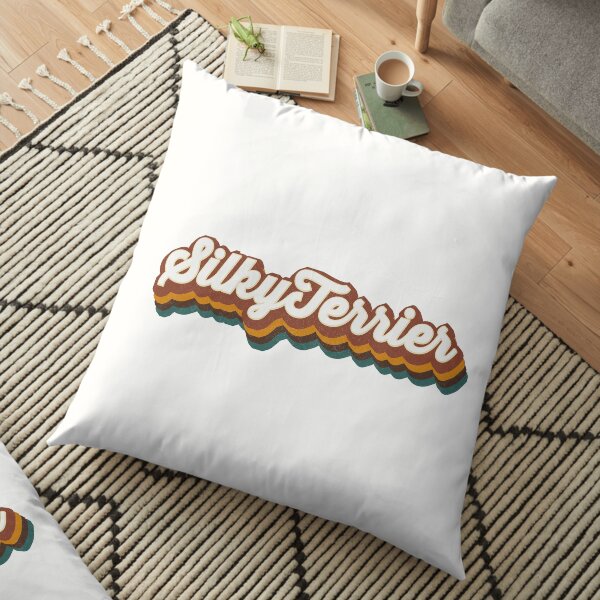 Silky Terrier Retro Text Art Floor Pillow