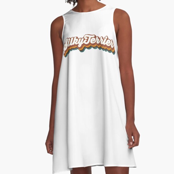 Silky Terrier Retro Text Art A-Line Dress