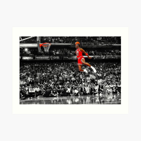 Toile d'art de mur d'affiche de Michael Jordan Dunk | Tristement célèbre ligne de lancer gratuit Dunk Impression artistique