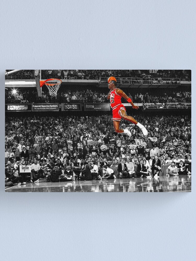 Michael Jordan Dunk Poster Wandkunst Leinwand Beruchtigte Freiwurflinie Dunk Leinwanddruck Von Xdxrxexaxmxx Redbubble