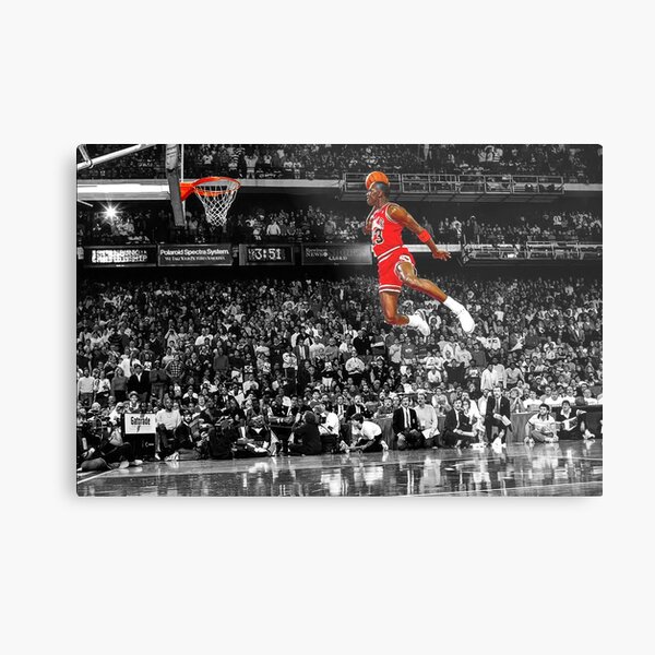 Michael Jordan Dunk Poster Wall Art Canvas | Infamous Free Throw Line Dunk Metal Print