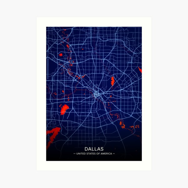 Dallas City Map Print Dallas City Map Poster Dallas City Map Wall Art Dallas City Map 8197