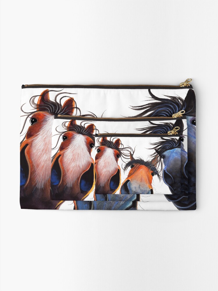 Alternate view of HaPPY HoRSe PRiNT ' WHo LeFT THe GaTe OPeN ? ' BY SHiRLeY MacARTHuR Zipper Pouch